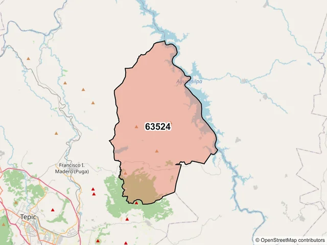 Mapa del código postal 63524, Tepic, Nayarit