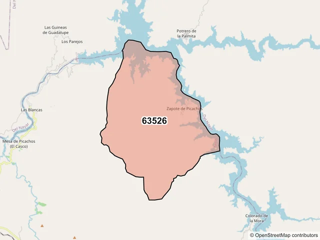 Mapa del código postal 63526, Tepic, Nayarit