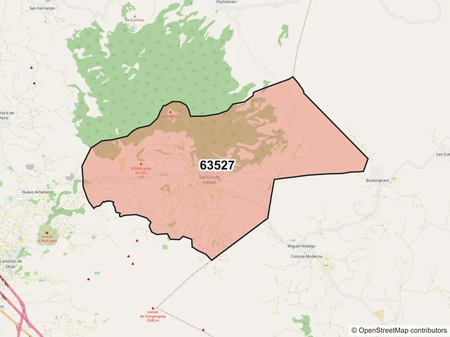 Mapa del código postal 63527, Tepic, Nayarit