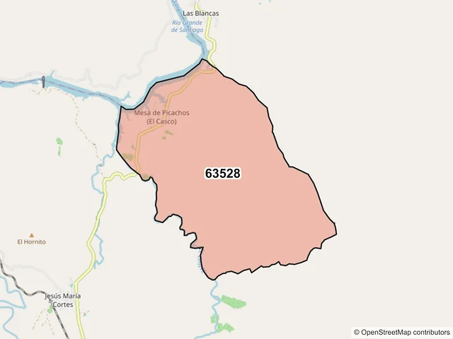 Mapa del código postal 63528, Tepic, Nayarit