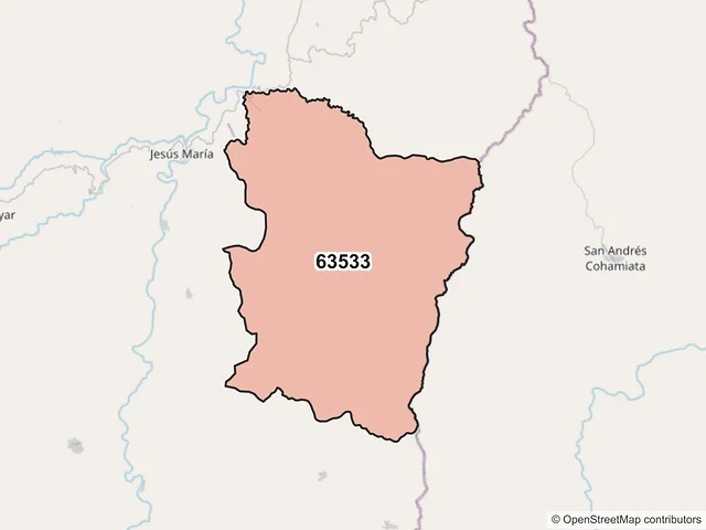 Mapa del código postal 63533, Del Nayar, Nayarit