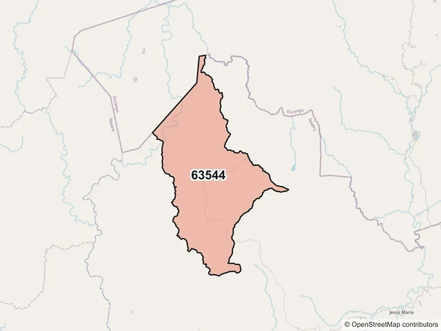 Mapa del código postal 63544, Del Nayar, Nayarit