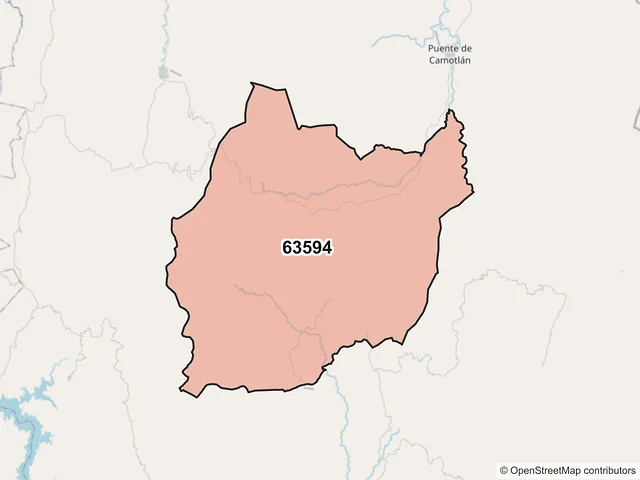 Mapa del código postal 63594, La Yesca, Nayarit