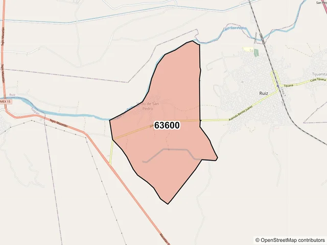 Mapa del código postal 63600, Ruíz, Nayarit