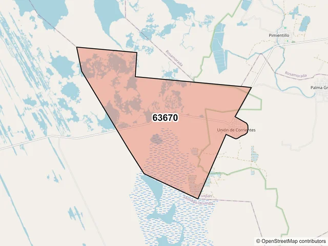 Mapa del código postal 63670, Tuxpan, Nayarit