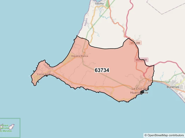 Mapa del código postal 63734, Bahía de Banderas, Nayarit