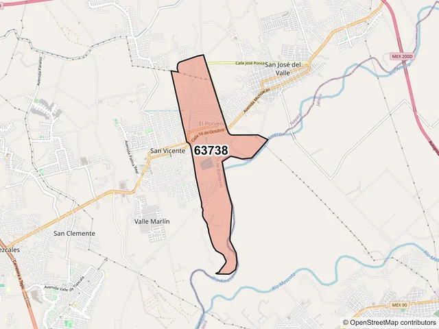Mapa del código postal 63738, Bahía de Banderas, Nayarit