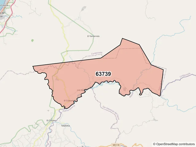 Mapa del código postal 63739, Bahía de Banderas, Nayarit