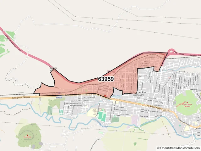 Mapa del código postal 63959, Ixtlán del Río, Nayarit