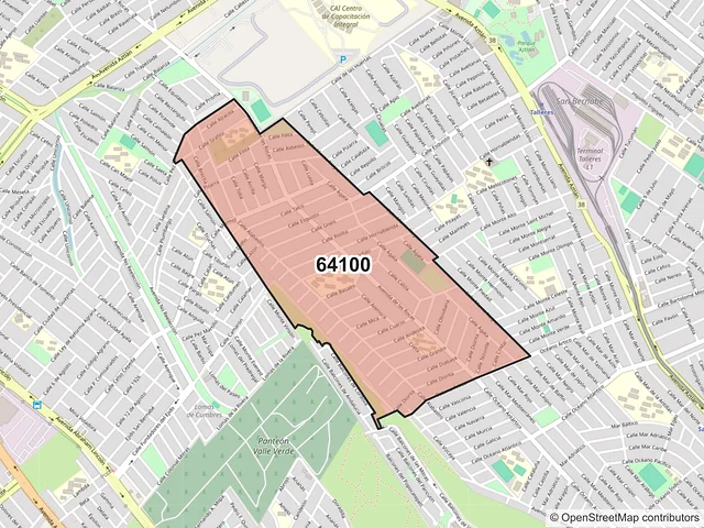 Mapa del código postal 64100, Monterrey, Nuevo León