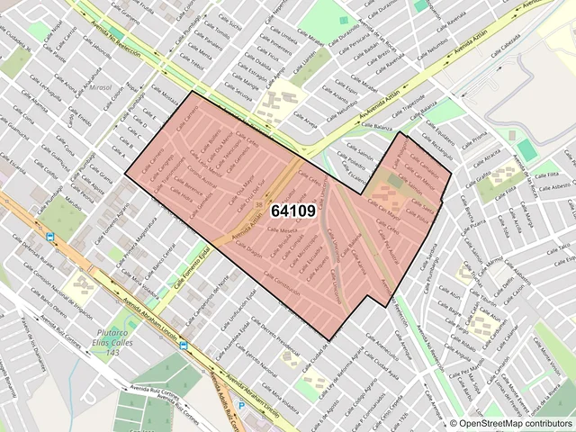 Mapa del código postal 64109, Monterrey, Nuevo León