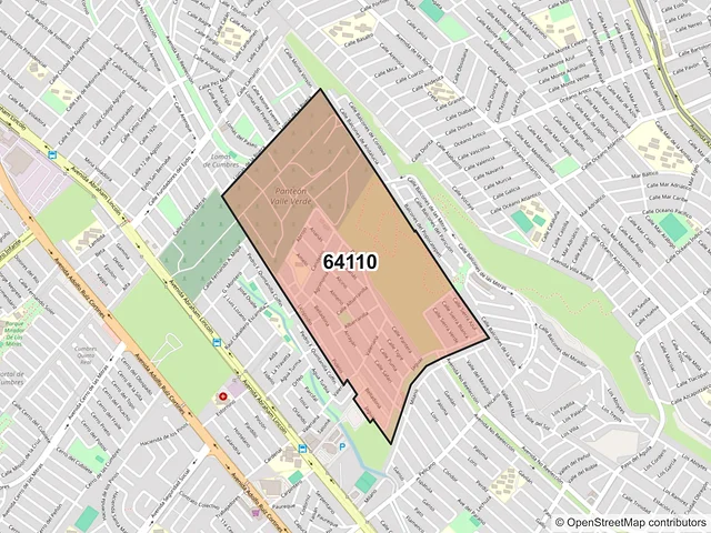 Mapa del código postal 64110, Monterrey, Nuevo León