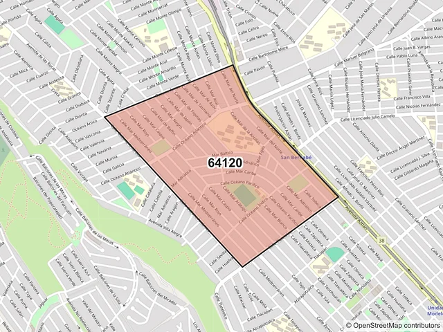 Mapa del código postal 64120, Monterrey, Nuevo León