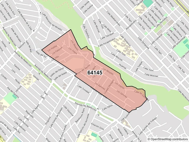 Mapa del código postal 64145, Monterrey, Nuevo León