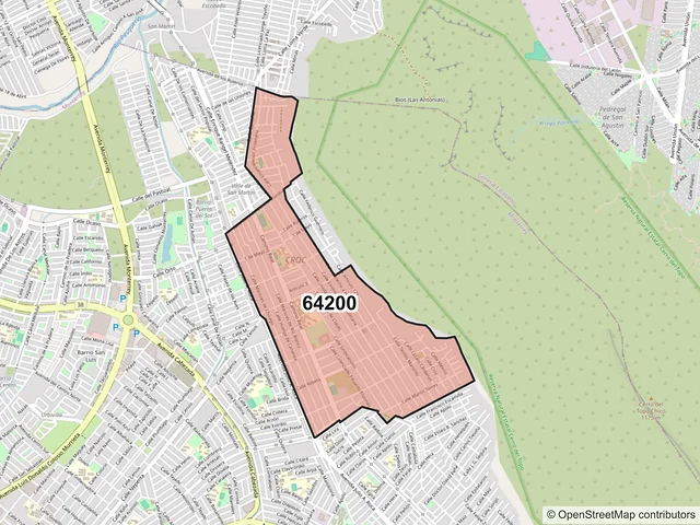 Mapa del código postal 64200, Monterrey, Nuevo León