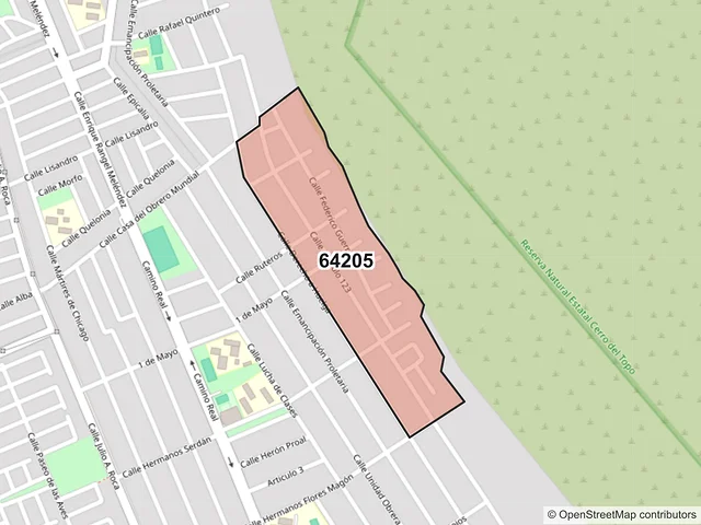 Mapa del código postal 64205, Monterrey, Nuevo León