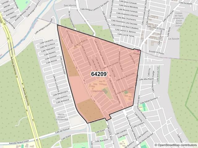 Mapa del código postal 64209, Monterrey, Nuevo León