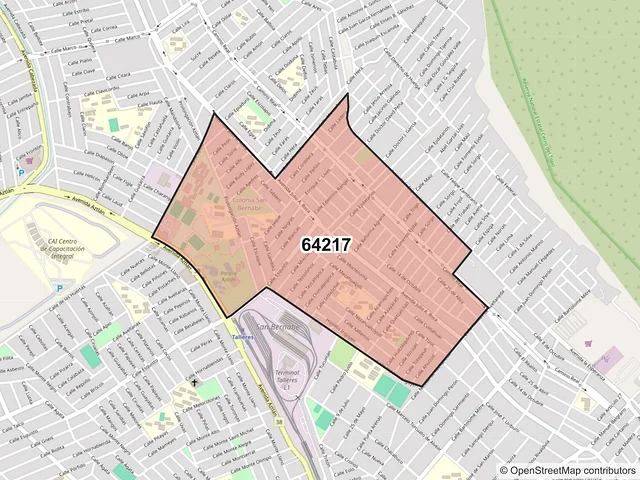 Mapa del código postal 64217, Monterrey, Nuevo León