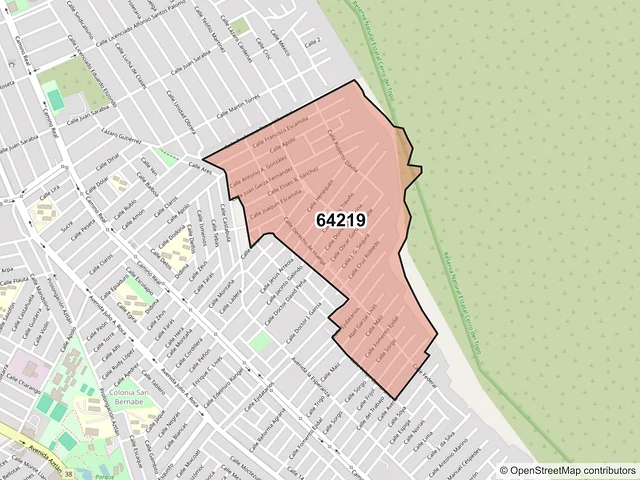 Mapa del código postal 64219, Monterrey, Nuevo León
