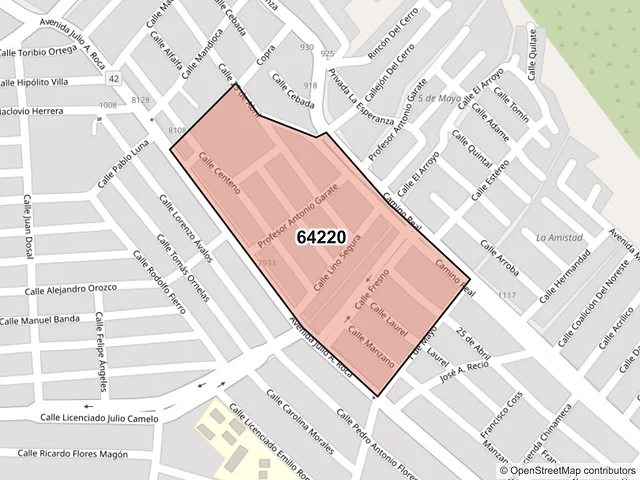 Mapa del código postal 64220, Monterrey, Nuevo León