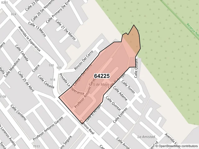 Mapa del código postal 64225, Monterrey, Nuevo León