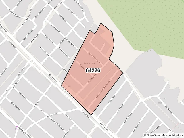 Mapa del código postal 64226, Monterrey, Nuevo León
