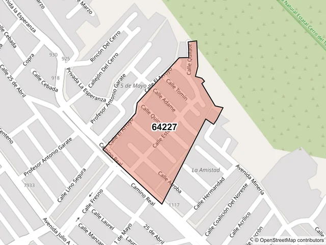 Mapa del código postal 64227, Monterrey, Nuevo León