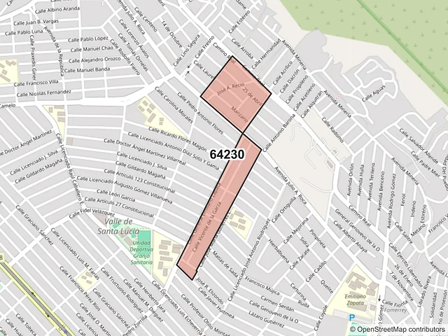 Mapa del código postal 64230, Monterrey, Nuevo León