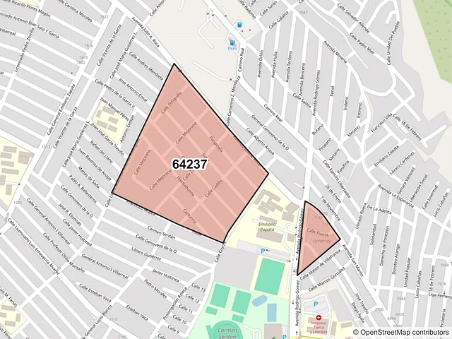 Mapa del código postal 64237, Monterrey, Nuevo León
