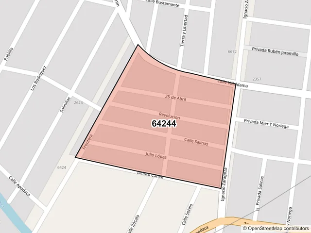Mapa del código postal 64244, Monterrey, Nuevo León