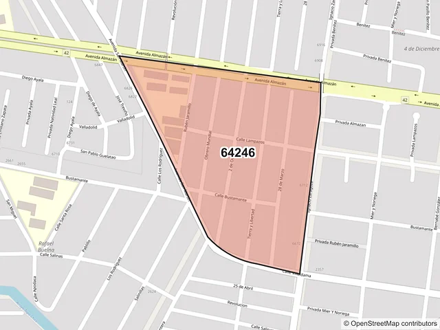 Mapa del código postal 64246, Monterrey, Nuevo León