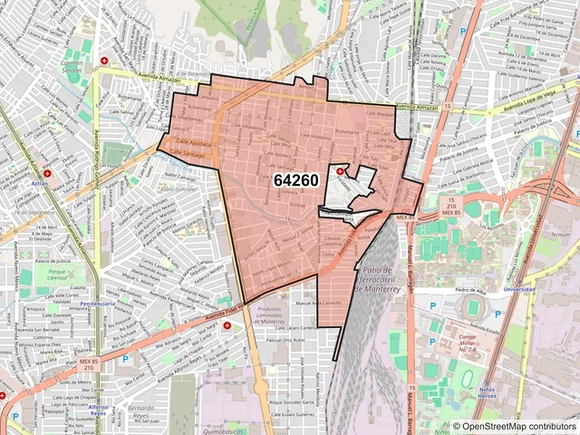 Mapa del código postal 64260, Monterrey, Nuevo León
