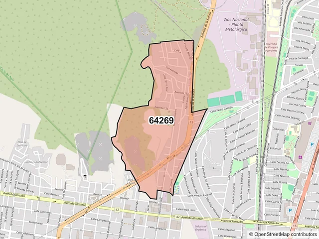 Mapa del código postal 64269, Monterrey, Nuevo León