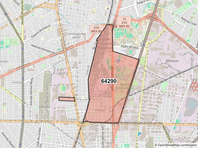 Mapa del código postal 64290, Monterrey, Nuevo León