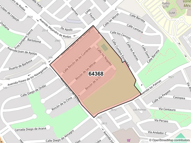 Mapa del código postal 64368, Monterrey, Nuevo León