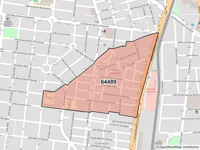 Mapa del código postal 64489, Monterrey, Nuevo León