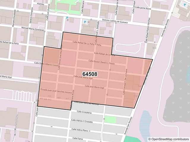 Mapa del código postal 64508, Monterrey, Nuevo León
