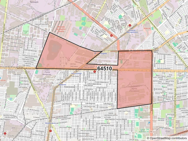 Mapa del código postal 64510, Monterrey, Nuevo León