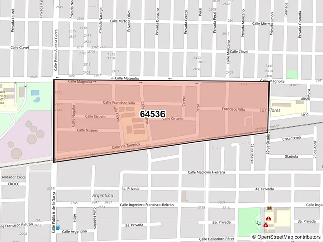 Mapa del código postal 64536, Monterrey, Nuevo León