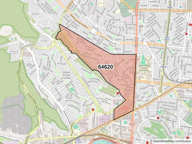 Mapa del código postal 64620, Monterrey, Nuevo León