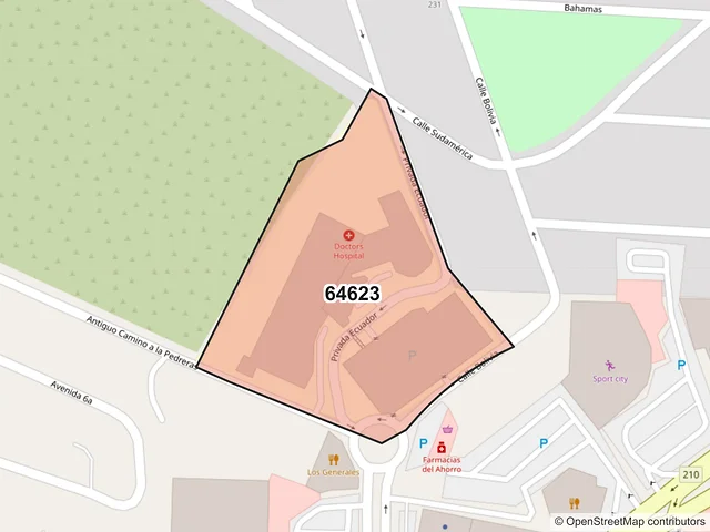 Mapa del código postal 64623, Monterrey, Nuevo León