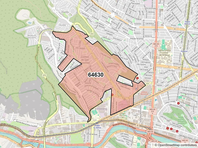 Mapa del código postal 64630, Monterrey, Nuevo León