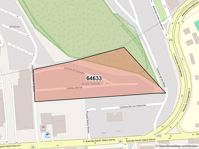 Mapa del código postal 64633, Monterrey, Nuevo León