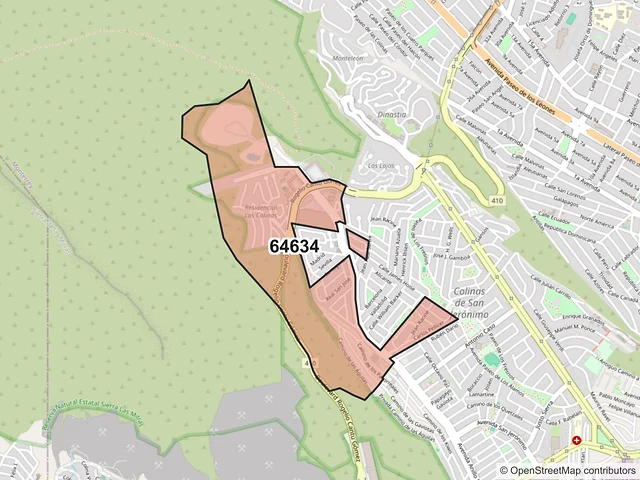 Mapa del código postal 64634, Monterrey, Nuevo León