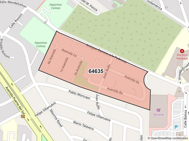Mapa del código postal 64635, Monterrey, Nuevo León