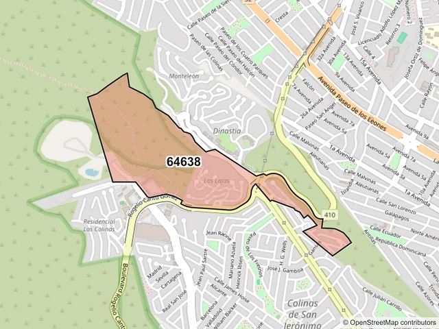 Mapa del código postal 64638, Monterrey, Nuevo León