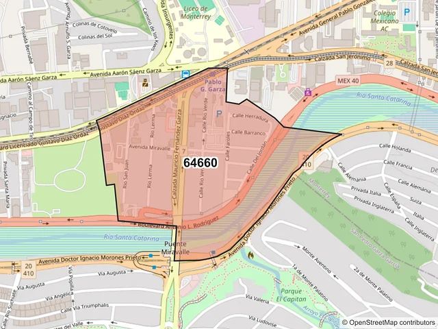 Mapa del código postal 64660, Monterrey, Nuevo León