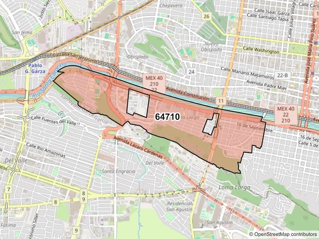 Mapa del código postal 64710, Monterrey, Nuevo León