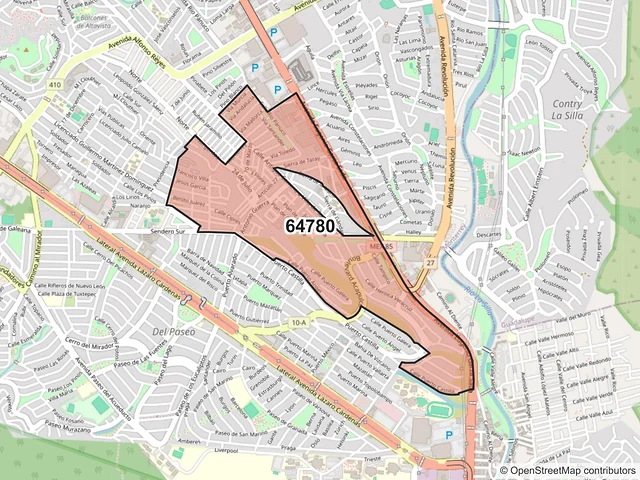 Mapa del código postal 64780, Monterrey, Nuevo León