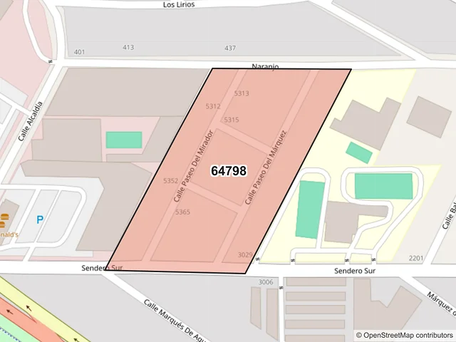 Mapa del código postal 64798, Monterrey, Nuevo León